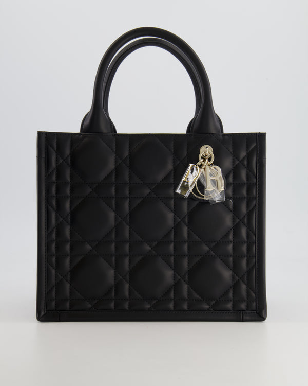 *STORE-FRESH* Christian Dior Black Calfskin Leather Small Dior Book Tote Bag with Champagne Gold Hardware RRP £2,950