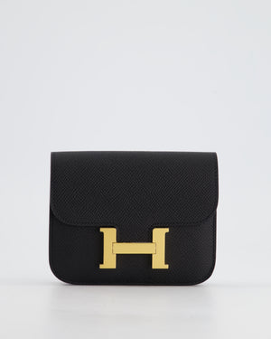 Hermès Constance Slim Belt Wallet Bag in Black Epsom Leather with Gold Hardware