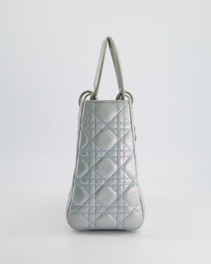 Christian Dior Baby Blue Metallic Medium Lady Dior Bag with Silver Hardware