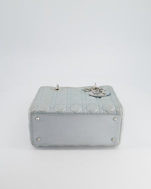 Christian Dior Baby Blue Metallic Medium Lady Dior Bag with Silver Hardware