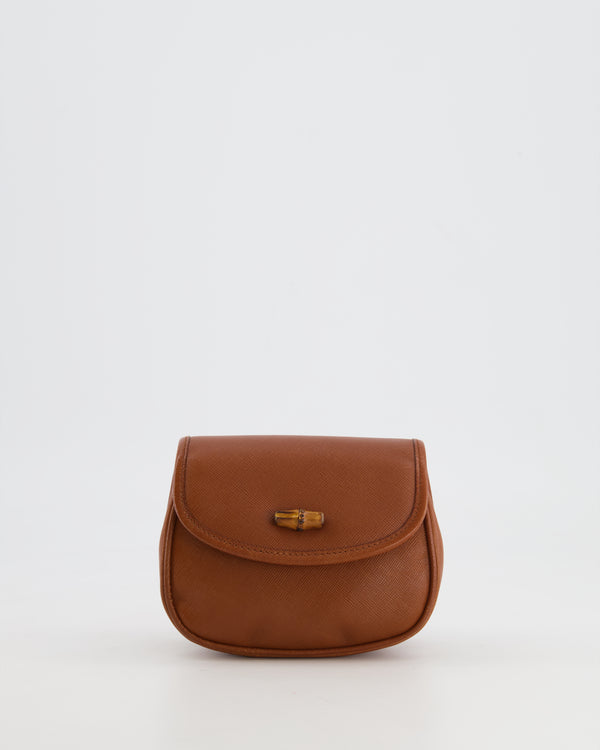 Gucci Vintage Brown Leather Belt Bag with Bamboo Detail