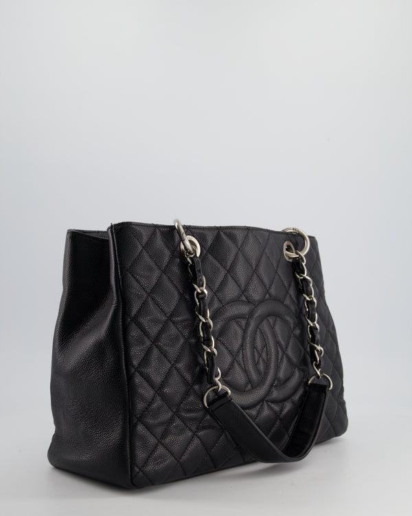 Chanel Black GST Grand Shopper Tote Bag in Caviar Leather with Silver Hardware