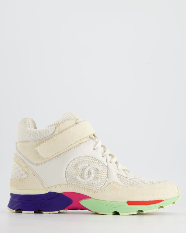 Chanel White High Top Trainer with CC Logo Detail Size EU 39