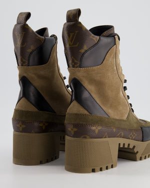 Louis Vuitton Khaki and Beige Suede Desert Boots Size EU 39
