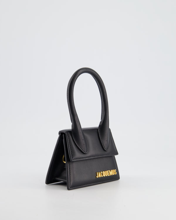 Jacquemus Black Mini Chiquito Top Handle Bag with Gold Logo Detail
