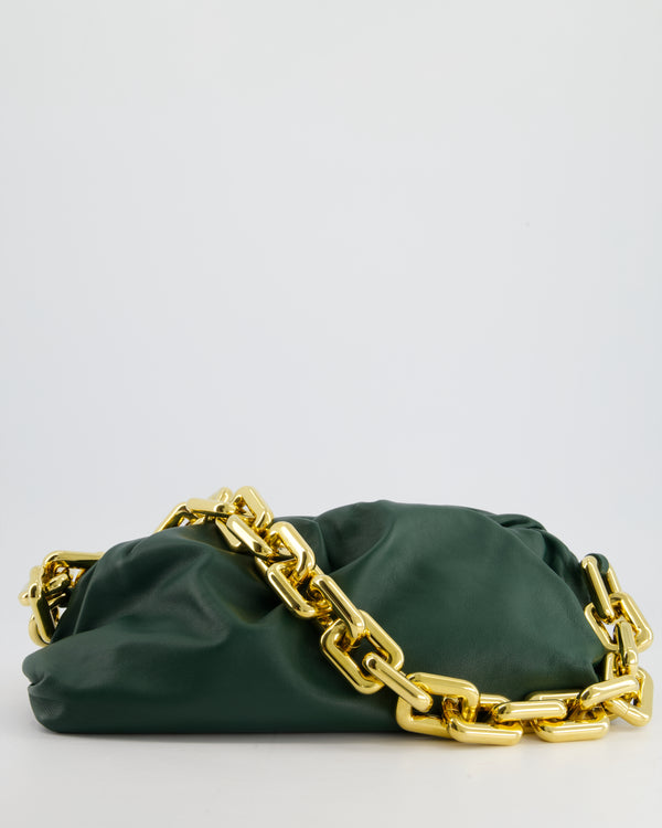 *FIRE PRICE* Bottega Veneta Raintree Green Calfskin Chain Pouch Bag with Gold Hardware