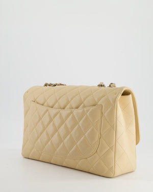 Chanel Beige Jumbo Classic Single Flap Bag in Caviar Leather with Silver Hardware RRP £9,540