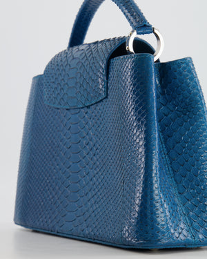 Louis Vuitton Peacock Blue Capucines MM Bag in Python Leather with Silver Hardware