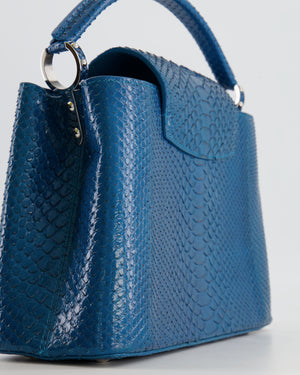 Louis Vuitton Peacock Blue Capucines MM Bag in Python Leather with Silver Hardware