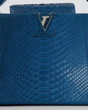 Louis Vuitton Peacock Blue Capucines MM Bag in Python Leather with Silver Hardware