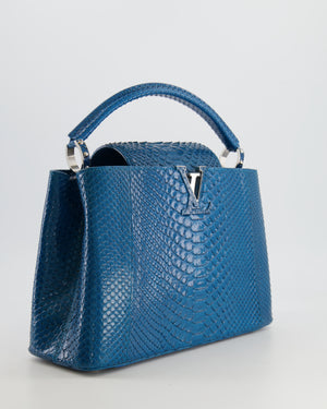 Louis Vuitton Peacock Blue Capucines MM Bag in Python Leather with Silver Hardware