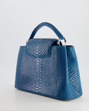 Louis Vuitton Peacock Blue Capucines MM Bag in Python Leather with Silver Hardware