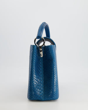 Louis Vuitton Peacock Blue Capucines MM Bag in Python Leather with Silver Hardware