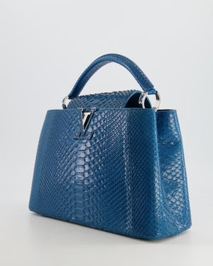 Louis Vuitton Peacock Blue Capucines MM Bag in Python Leather with Silver Hardware