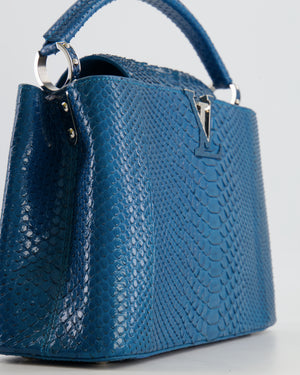 Louis Vuitton Peacock Blue Capucines MM Bag in Python Leather with Silver Hardware