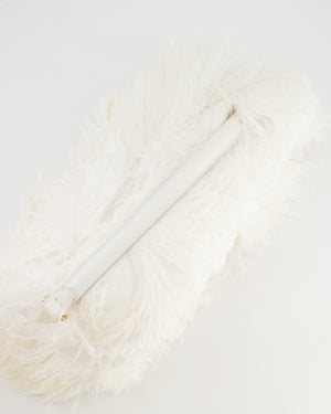 *SUPER RARE* Fendi White Ostrich Feather Baguette Bag with Gold Hardware RRP £7,500