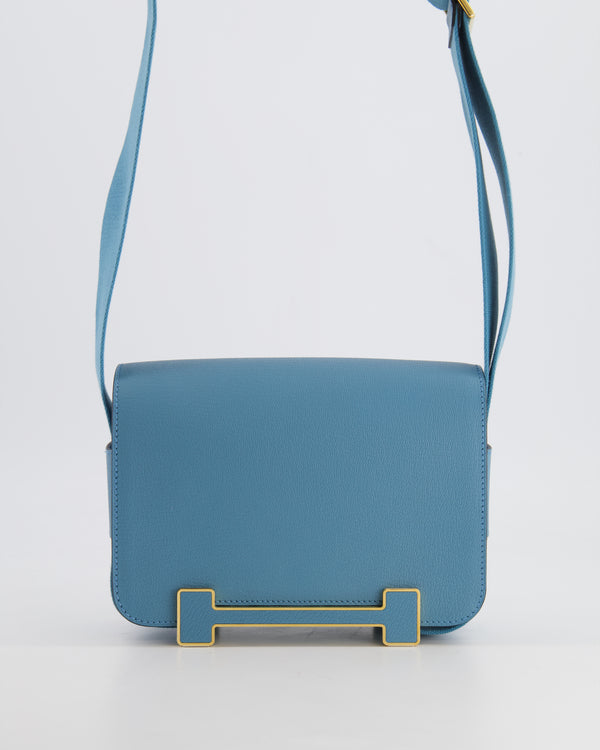 Hermès Geta Bag in Bleu Jean Chèvre Leather with Gold Hardware