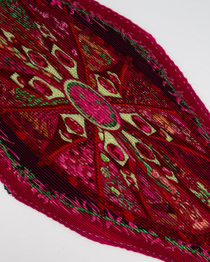 Hermes Fuchsia Pink, Burgundy Silk Printed Pleated Scarf