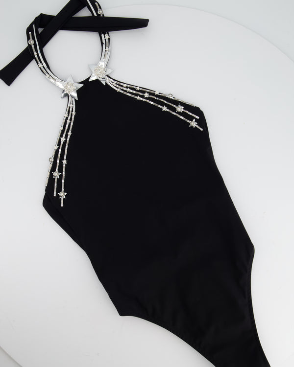 *HOT* Chanel Black Halter-neck Swimsuit with Pearl and Silver Star Details FR 36 (UK 8)