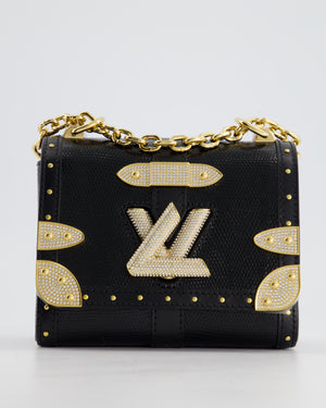 *LIMITED EDITION* Louis Vuitton Black Mini Twist Bag in Lizard Leather with Crystal Details and Gold Hardware RRP £12950