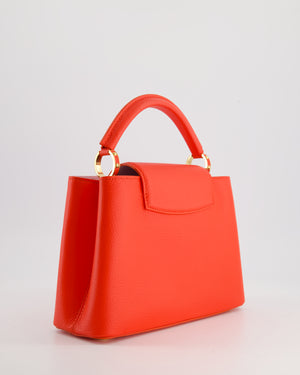 Louis Vuitton Capucines BB Bag in Coral Calfskin Leather and Pink Interior with Gold Hardware RRP £5,650