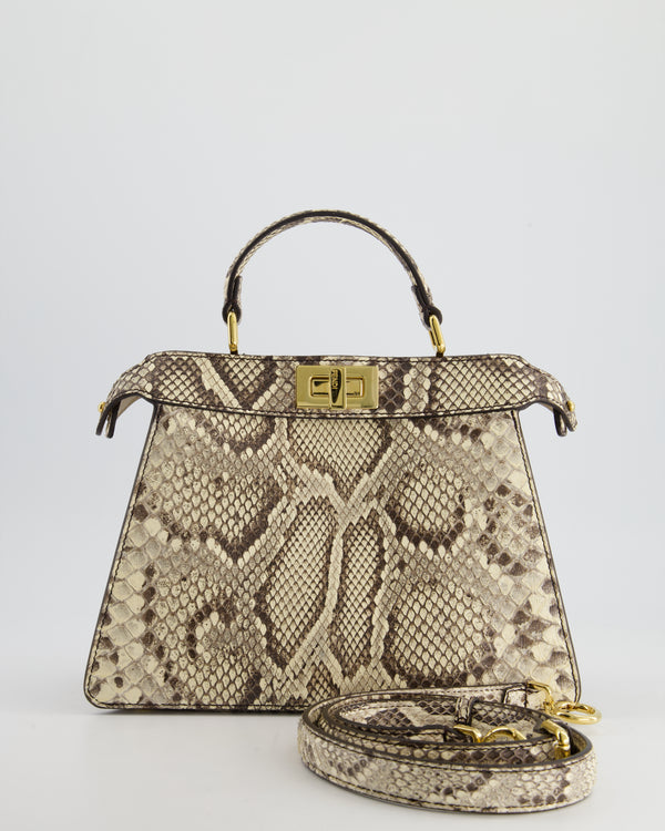 *CURRENT COLLECTION* Fendi Natural Python Leather Small Peekaboo Bag with Gold Hardware RRP £5,300