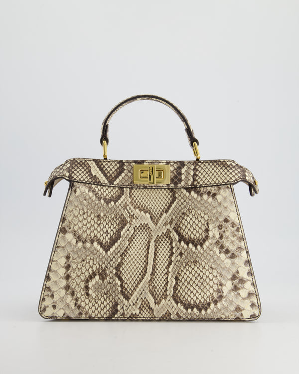 *CURRENT COLLECTION* Fendi Natural Python Leather Small Peekaboo Bag with Gold Hardware RRP £5,300