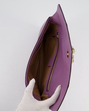 Gucci Purple Python Rajah Clutch with Gold Hardware