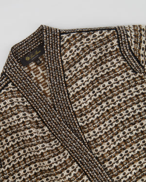 Loro Piana Brown and Cream Cashmere Knit Cardigan Size IT 38 (UK 6)