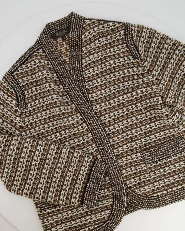 Loro Piana Brown and Cream Cashmere Knit Cardigan Size IT 38 (UK 6)