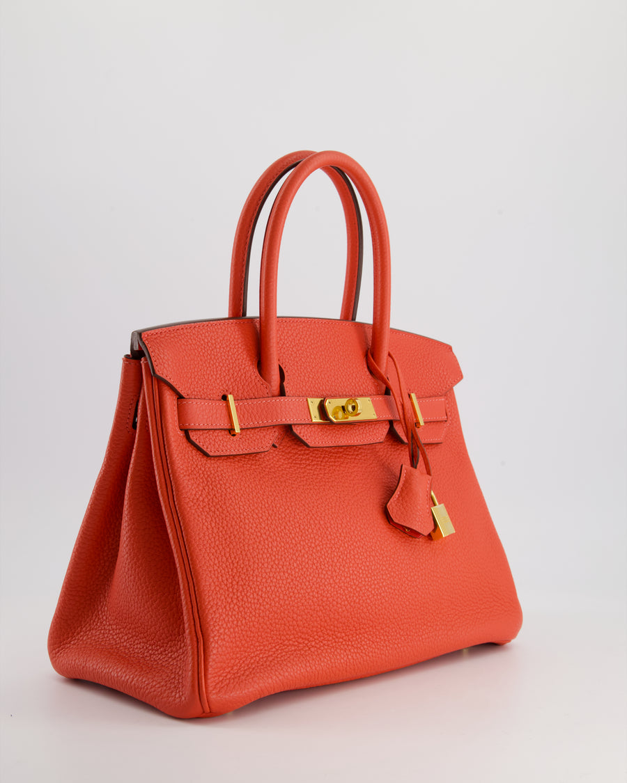 *FIRE PRICE* Hermès Birkin Bag 30cm in Rouge Pivione Clemence Leather with Gold Hardware