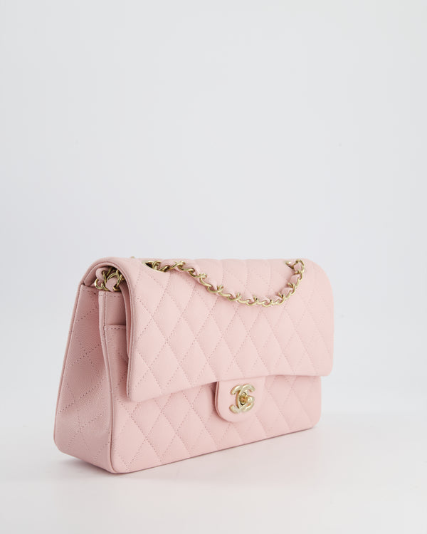 *SUPER HOT* Chanel Baby Pink Caviar Quilted Medium Double Flap Bag with Champagne Gold Hardware