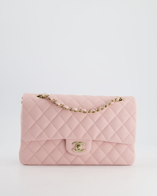 *SUPER HOT* Chanel Baby Pink Caviar Quilted Medium Double Flap Bag with Champagne Gold Hardware