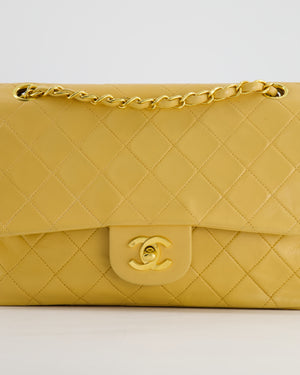 Chanel Vintage Beige Medium Double Flap Bag in Lambskin Leather with 24K Gold Hardware