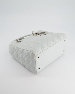 Christian Dior Ice Blue Medium Lady Dior Bag in Calfskin Leather with Silver Hardware