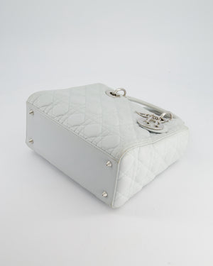 Christian Dior Ice Blue Medium Lady Dior Bag in Calfskin Leather with Silver Hardware