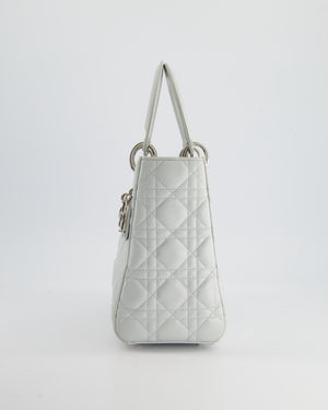 Christian Dior Ice Blue Medium Lady Dior Bag in Calfskin Leather with Silver Hardware