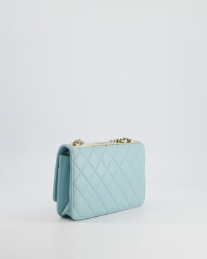 Chanel Tiffany Blue Quilted Trendy Wallet on Chain Bag in Lambskin Leather with Champagne Gold Hardware