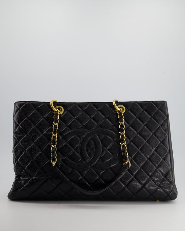 Chanel Black GST Grand Shopper Tote Bag in Caviar Leather with Gold Hardware