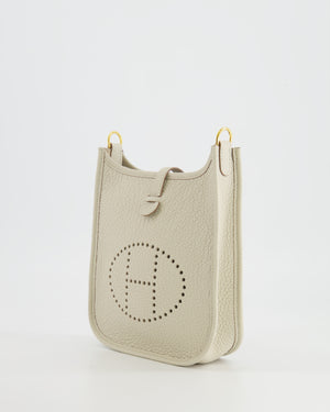 Hermès Mini Evelyne Bag in Beton Clemence Leather with Gold Hardware