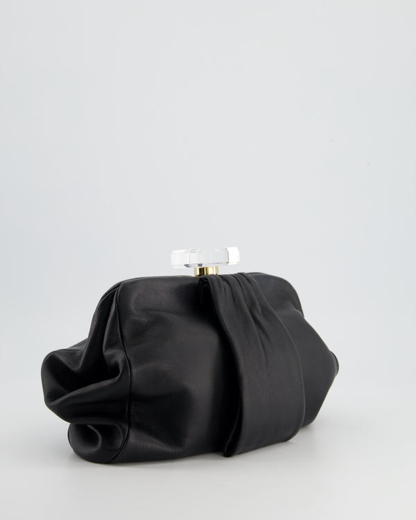 *FIRE PRICE* Chanel Black Vintage Clutch Bag in Lambskin Leather with Gold Hardware and PVC Closure