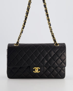 Chanel Vintage Black Classic Medium Double Flap Bag in Lambskin Leather with 24K Gold Hardware