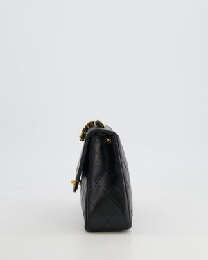 Chanel Vintage Black Mini Square Single Flap Bag in Lambskin Leather with 24K Gold Hardware