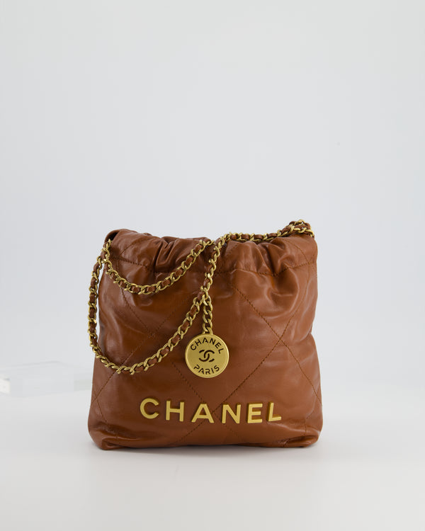*RARE & FIRE PRICE* Chanel Mini 22 Bag in Caramel Aged Calfskin with Gold Hardware