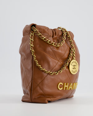 *RARE & FIRE PRICE* Chanel Mini 22 Bag in Caramel Aged Calfskin with Gold Hardware