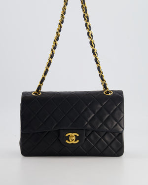 Chanel Small Navy Vintage Double Flap Bag in Lambskin Leather with 24K Gold Hardware
