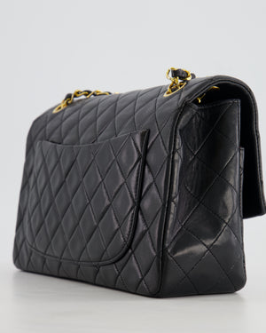 Chanel Medium Black Vintage Single Flap Bag in Lambskin Leather with 24K Gold Hardware