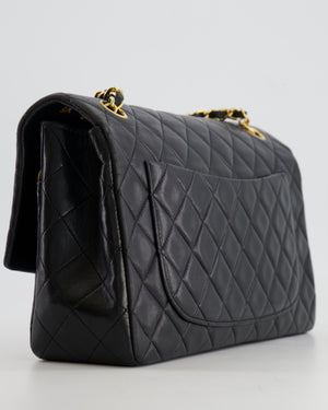 Chanel Medium Black Vintage Single Flap Bag in Lambskin Leather with 24K Gold Hardware