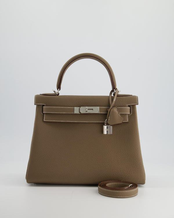 Hermès Kelly Retourne Bag 28cm in Etoupe Togo Leather with Palladium Hardware