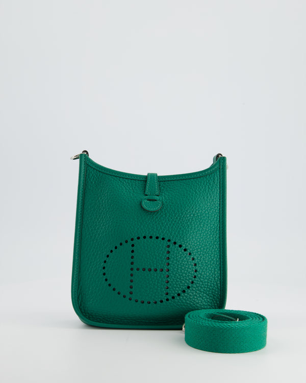 Hermès Mini Evelyne Bag in Vert Vertigo Clemence Leather with Palladium Hardware